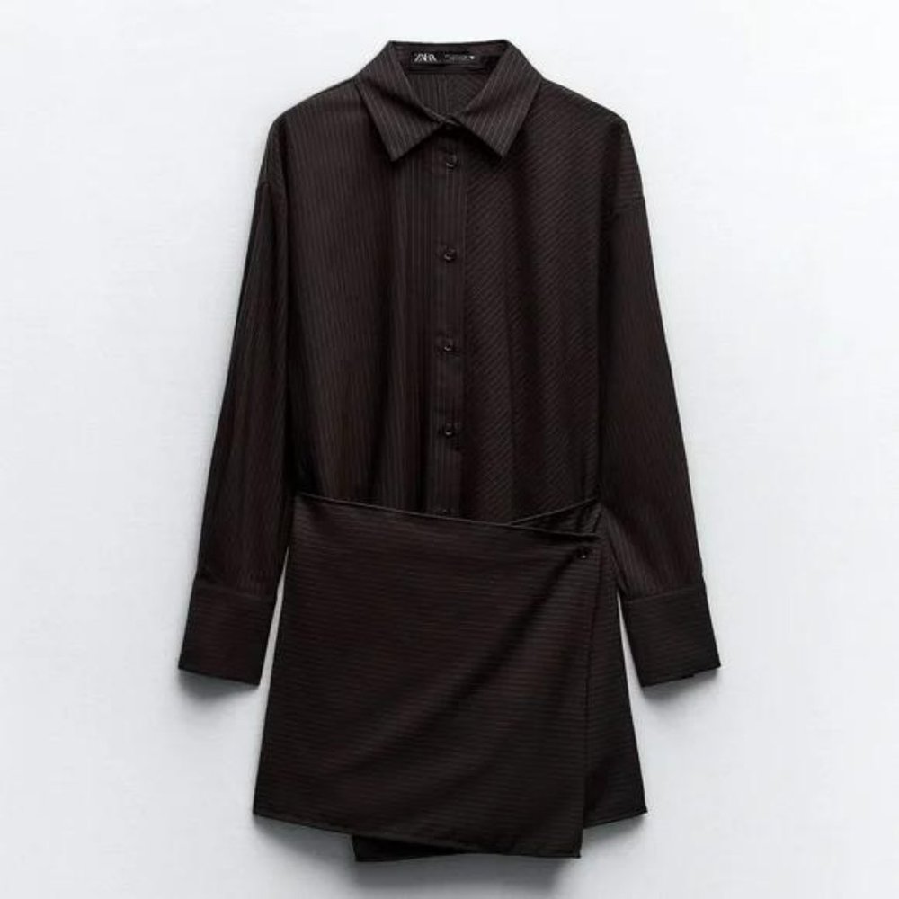 ZARA PINSTRIPE SHIRT DRESS - Picture 5 of 6